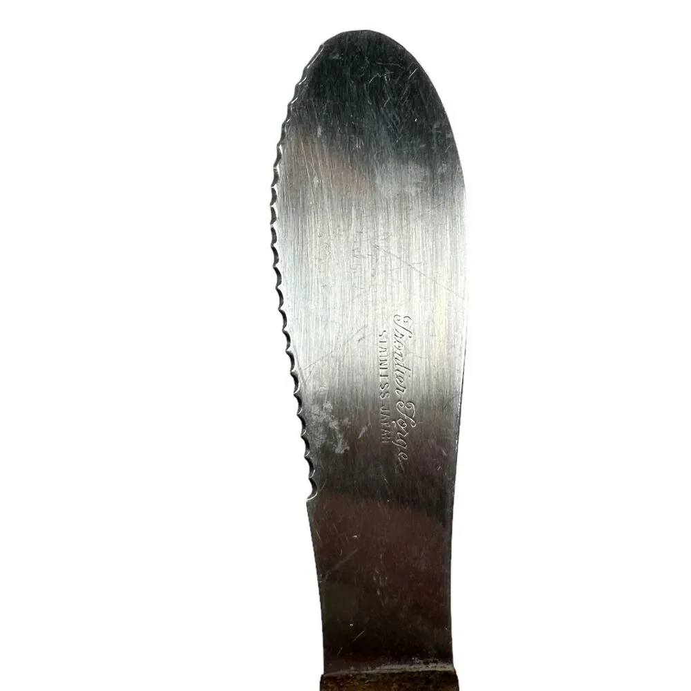 Vintage Frontier Forge Stainless Steel Scraper Kitchen Spatula Lot 2 Wood Handle